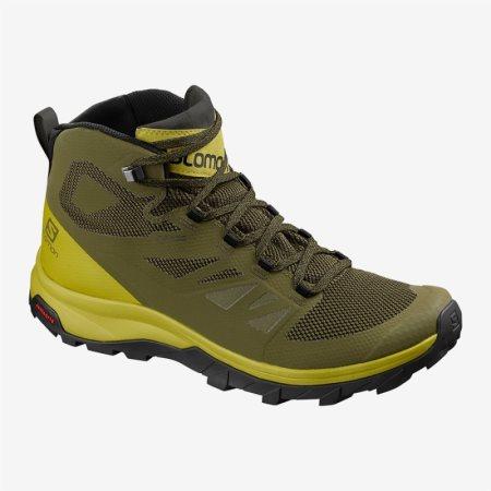 Salomon OUTline Mid GTX Mens Hiking Boots Olive UK XVHQ